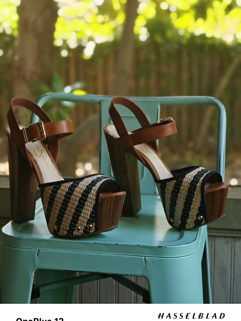 Jessica Simpson Black and Brown Woven Platform Sandals